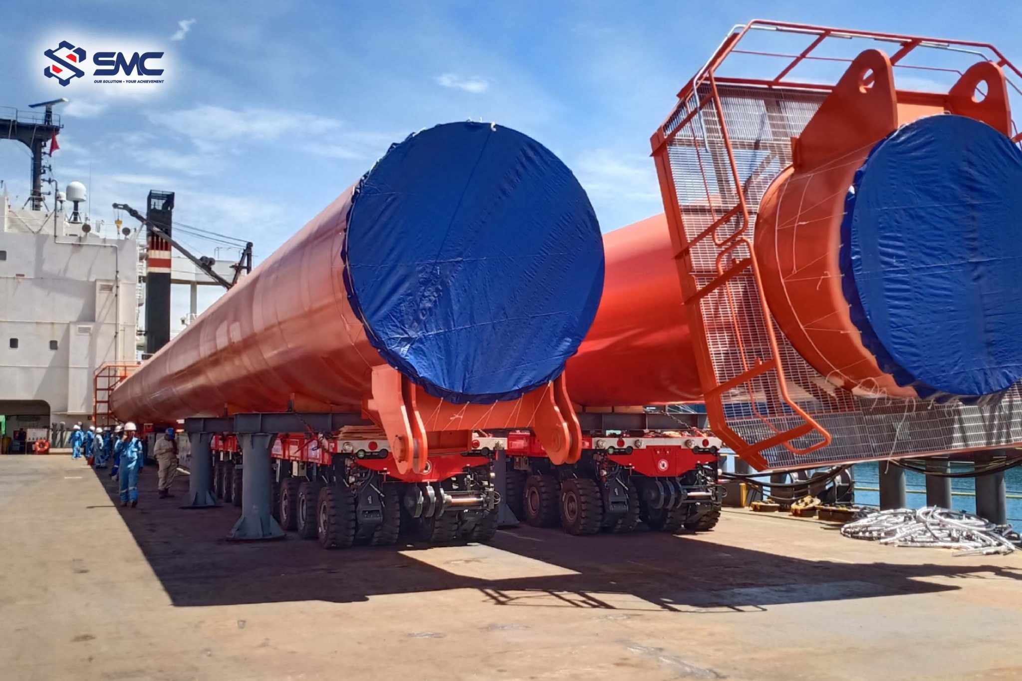 Spmt Offloading Load in and Load out oversized and overweight cargos using SPMT